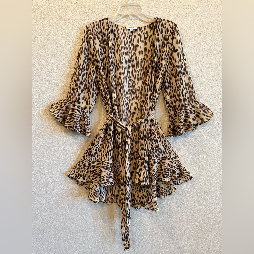New JODIFL Leopard Print Ruffle Cardigan